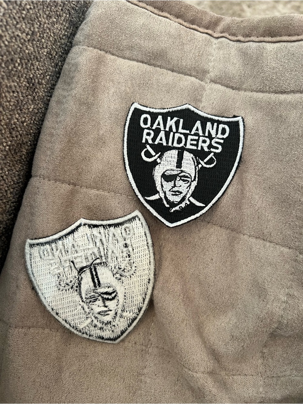 RARE Silver Border Oakland Raiders 3-Time Champions 3" Patch Vintage 90s